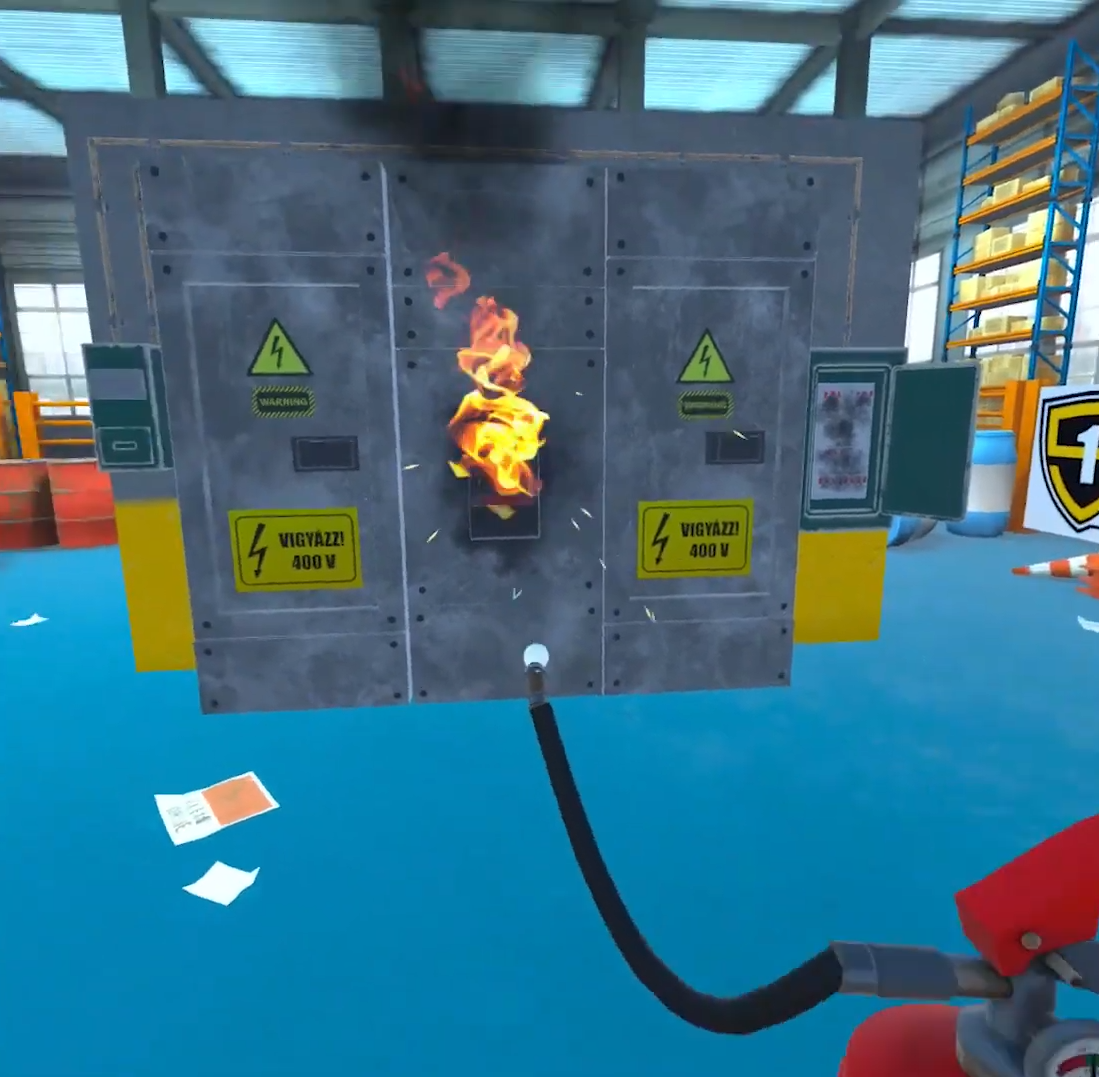 A workplace fire response scenario inside the Safety1 VR training application